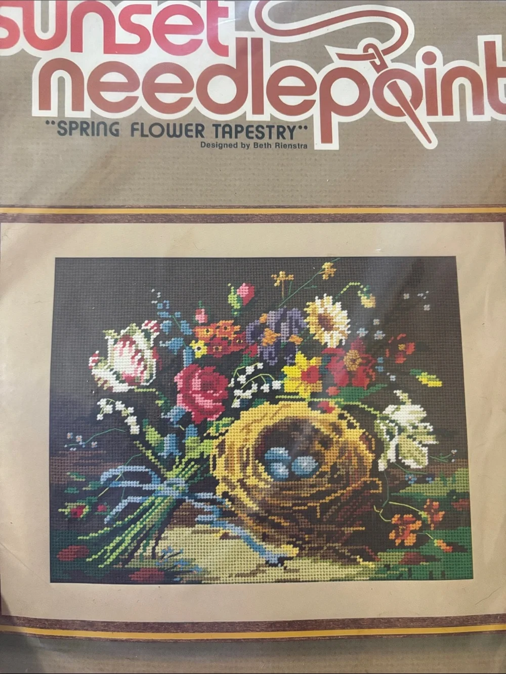 Sunset Needlepoint Floral Nest Tapestry - Multicolor